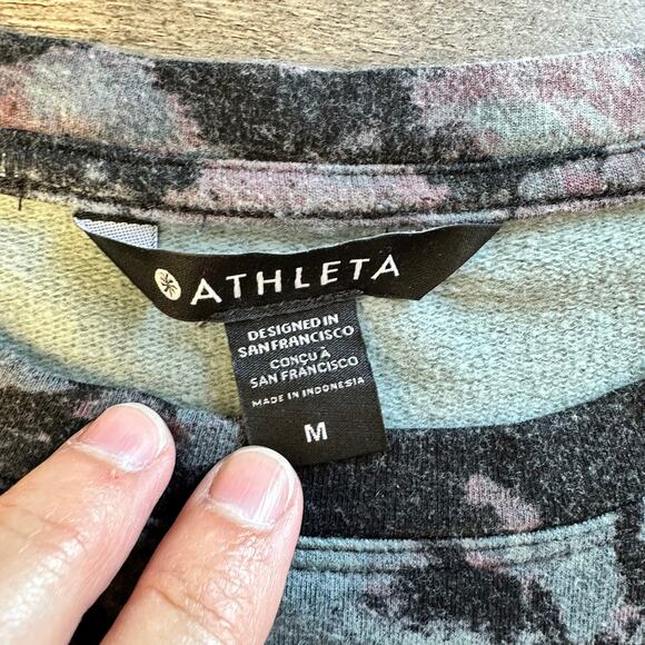 Athleta Balance Pullover Sweatshirt Purple Black Tie Dye Med - Picture 4 of 9